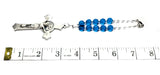 Rearview Mirror Car Charm Rosary - Capri Blue Glass Beads, St. Benedict Crucifix