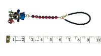 Rearview Mirror Car Charm - Skull with Blue Hat, Red Rose Flower