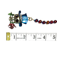 Rearview Mirror Car Charm - Skull with Blue Hat, Red Rose Flower