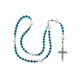 Catholic Rosary - 5 Way Eucharist Crucifix, Dyed Aqua Stones Blue Green