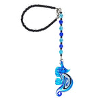 Car Ornament: Blue w/Glitter Gold Seahorse