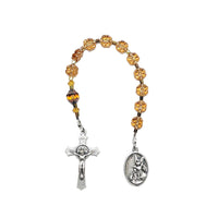 Pocket Rosary - One Decade (Tenner) Guardian Angel, Topaz Flowers, Cathedral