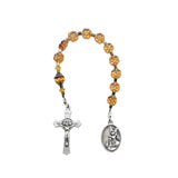 Pocket Rosary - One Decade (Tenner) Guardian Angel, Topaz Flowers, Cathedral