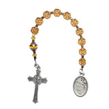 Pocket Rosary - One Decade (Tenner) Guardian Angel, Topaz Flowers, Cathedral