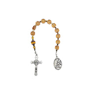 Pocket Rosary - One Decade (Tenner) Guardian Angel, Topaz Flowers, Cathedral