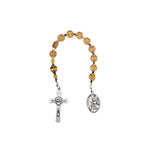 Pocket Rosary - One Decade (Tenner) Guardian Angel, Topaz Flowers, Cathedral