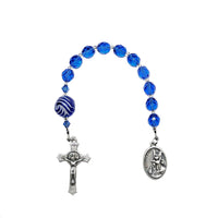 Pocket Rosary - One Decade (Tenner) Guardian Angel, Knot Bead, Sapphire Blue