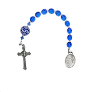 Pocket Rosary - One Decade (Tenner) Guardian Angel, Knot Bead, Sapphire Blue