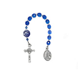 Pocket Rosary - One Decade (Tenner) Guardian Angel, Knot Bead, Sapphire Blue